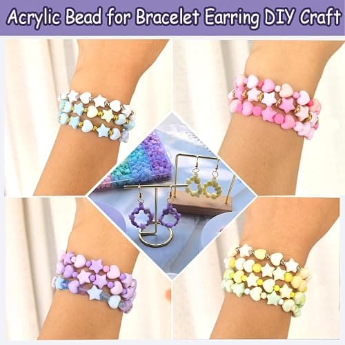 1000Pcs Matte Acrylic Star Beads Hart Beads for Jewelry Making, Macaron Colors Frosted Pastel Bead Colorful Assorted Cute Aesthetic Kawaii Bead for Bracelet DIY Craft Earring Phone Charm thumbnail 7