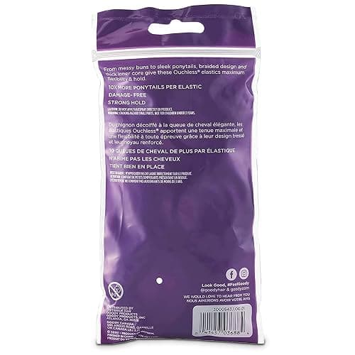 Goody Ouchless Hair Elastics | No Pull, No Breakage, Tangle-Free Hold | Long-Lasting Black Ponytail Holders for Thick, Curly, Coily & Textured Hair | 70 Count for Women & Men thumbnail 2
