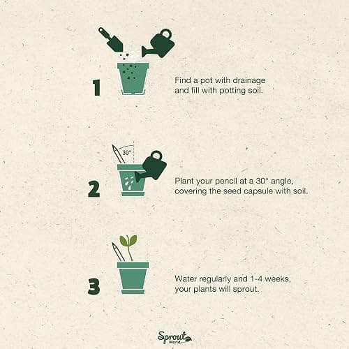 SproutWorld Plantable Pencils 8 Pack | HB Pre-Sharpened Wood-Cased Graphite with Flower, Herb & Vegetable Seeds | Eco-Friendly Gift for Drawing, Sketching & Shading | Original Edition thumbnail 6