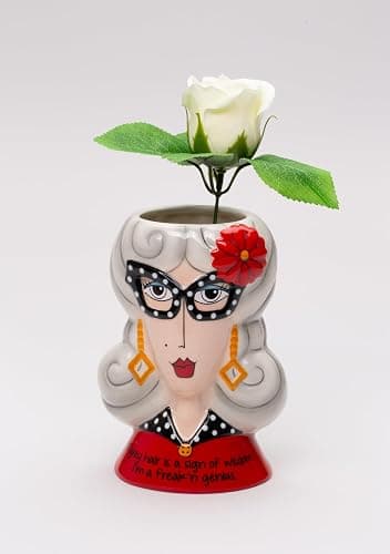 Fine Ceramic Dolly Mama's Fashion Eyeglasses Lady Makeup Brushes Holder Vase, 5-1/2" H thumbnail 8