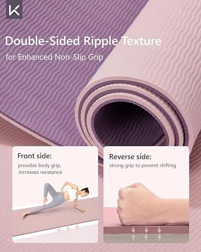 KEEP Yoga Mat 7mm Thick Non Slip - Extra Cushion TPE Exercise Mat for Home Workout & Pilates, Eco Friendly Knee Protection, 72"x24" Large Fitness Mat with Carrying Strap thumbnail 3