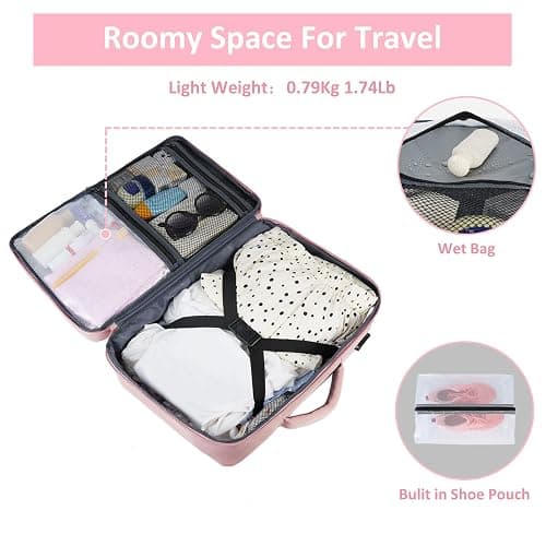 Taygeer Travel Backpack for Women, Carry On Backpack with USB Charging Port & Shoe Pouch, TSA 15.6inch Laptop Mochila Flight Approved, Nurse Bag Casual Daypack for Weekender Business Hiking, Pink thumbnail 4