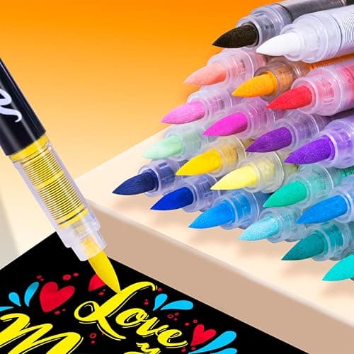 Guangna 240 Colors Acrylic Paint Markers, Brush Tip Paint Pens with Direct-Liquid Ink Control for Rock Painting, Wood, Canvas, Glass, Fabric & Crafts thumbnail 8