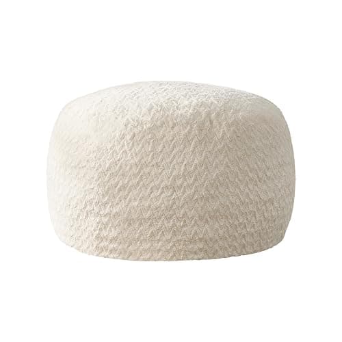 Hobestluk 3ft Bean Bag Chairs for Adults Large Beanbag Chair with Chevron Plush Fur Cover Big Bean Bag Chair for Living Room Bedroom Dorm Office - White (36” x 36” x 22”) thumbnail 8