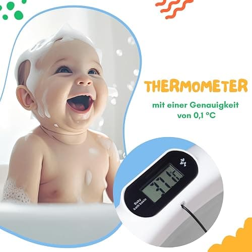 moovkee. Babybadewanne mit Gestell 80cm - Baby Badewanne Faltbar mit Thermometer und Badekissen - Babywanne mit Ständer Sicher für Ihr Baby - Babybadewanne Neugeborene thumbnail 3