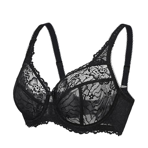 DELIMIRA Women's Plus Size Minimizer Bras Full Coverage Lace Unlined Underwire Bra B-K Cups thumbnail 5
