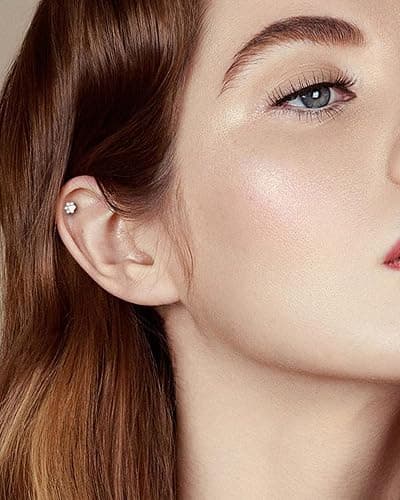 COCHARM G23 Titanium Cartilage Earring Stud for Helix 16g Flat Back Dog Paw Cartilage Piercing Jewelry Front Top Screw Helix Tragus Earrings thumbnail 2