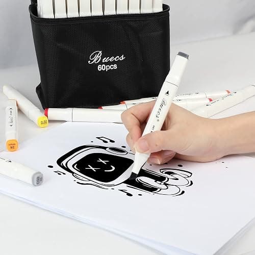 Buecs Alcohol Markers: Double Tipped Art Marker, 60 Count, suitable for Adults Artists Painting, Coloring Drawing Sketching, Multicolor thumbnail 7