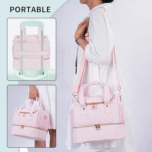 VOFIpremiAm Nail Polish Organizer Case Fits Nail Lamp and 30 Bottles,Nail Organizers and Storage for Nail Tech for Travel,Pretty Nail Polish Storage Bag Fits Nail Kit & Manicure Tools (Patented) - Pale Pink - 30 Bottles thumbnail 7