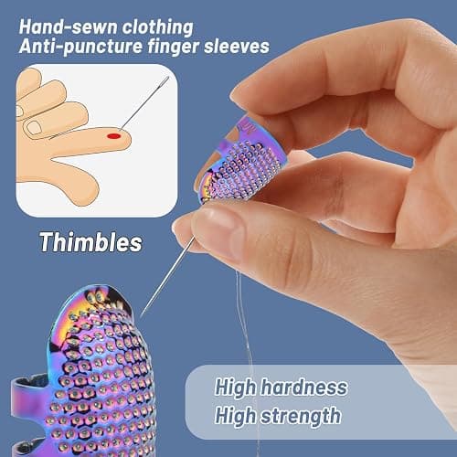 Yizzvb 8 Pcs Sewing Thimbles, 2 Sizes Metal Thimble Sewing Finger Protector | Metal Thimble Dazzle Color Adjustable Metal Sewing Thimble Rings, Sewing Quilting Craft Accessories Diy Sewing Tools thumbnail 3