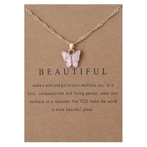 Colorful Acrylic Butterfly Pendant Necklace Bohemian Adjustable Retro Card Clavicle Chain Insect Animal Necklace for Women Friend Friendship Party Jewelry Gift - Image 1