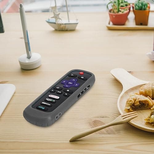 Remote Case for Roku, Battery Cover for TCL Smart TV Steaming Stick, Silicone Protective Controller Remote Cover Universal Sleeve Skin Black thumbnail 3