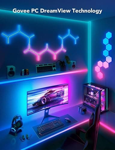 Govee Gaming Light for Monitor G1, RGBIC LED Backlight for 27-34 Inch PC, Smart LED Lights for Monitors with Color Matching, Adapts to Curved Monitors, Double Strip Light Beads with 123 Scene Modes thumbnail 4