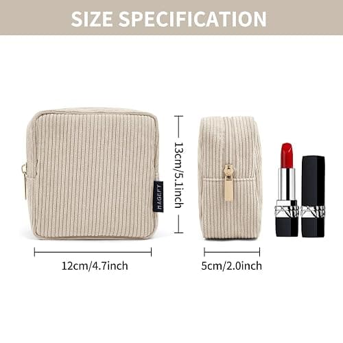 MAGEFY Small Makeup Bag for Purse Mini Cosmetics Bag Corduroy Cute Cosmetic Pouch for Women with Slip-in Pockets thumbnail 2