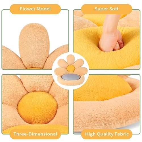 Ditucu Flower Shape Chair Pillow Cute Seat Cushion 19 inch Comfy Lazy Sofa Floor Pillows Dorm Seating for Bedroom Decor Orange thumbnail 4