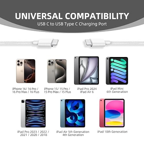 20W USB C Fast Charger Cable 6.5FT for iPhone 16E 16 15,AirPods Pro 2/2nd Generation,New AirPods 4 4th,AirPods Max 2 pro 2024 Earbuds,Apple TV Remote 3rd 4th Gen,TV 4K,Siri Remote 3rd Charging Cord thumbnail 4
