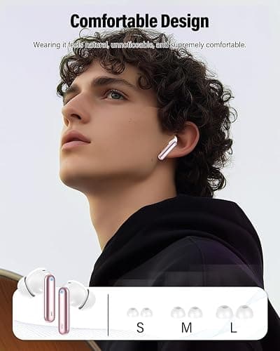 Wireless Earbuds, Bluetooth 5.4 Headphones Bass Stereo, Ear Buds with Noise Cancelling Mic, IP7 Waterproof in Ear Earphones, 36H LED Display Bluetooth Earbuds for Laptop Pad Phones Sports, Rose Gold - Rose Gold thumbnail 7