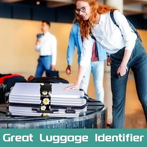 Slohif Luggage Straps for Suitcases Travel Belt Accessories Luggage Connector Identifiers 2 Pack Over Handle with Buckle Unique Nylon Adjustable Strap for Sleeping Bag Car Seat Daisy thumbnail 4