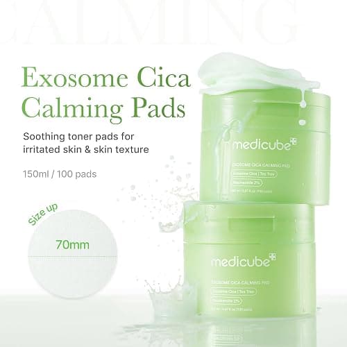 medicube Toner Pads Exosome CICA Tea Tree Calming Toner Pad for Sensitive Skin | Centella Asiatica for Redness, Breakouts | Low-irritating & Hydrating Care | Korean Skincare, 100 Pads (1 Pack) thumbnail 2