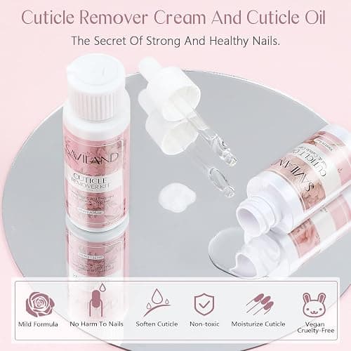 SAVILAND Cuticle Remover and Cuticle Oil Kit – Nail Care Kit with Cuticle Remover Liquid & 1.01 oz Cuticle Oil Cuticle Trimmer for Cuticle Softener & Moisturize Manicure Kit for Home Use thumbnail 4