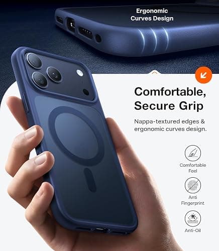 TORRAS Stronger Magnetic & Shockproof for iPhone 17 Pro Max Case, Fit for MagSafe, Mil-Grade Drop Protection, Camera Control, DIY Button, Slim for iPhone 17 Pro Max Phone Case Translucent Deep Blue thumbnail 7