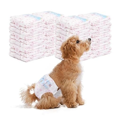 Disposable Dog Diapers Female 90 Count Doggie Diapers for Female Dogs (Waist 10-16.5 in S) Super Absorbent Small Doggie Diapers for Heat Excitable Urination or Incontinence - Pink - Image 1