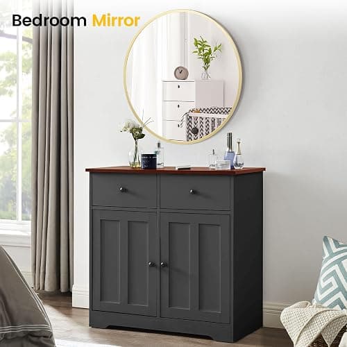 Garvee 24 in Round Mirror for Wall, Gold Metal Frame Circle Mirror, Round Bathroom Mirror for Wall Decor, Rounds Mirror for Entryway, Vanity, Bedroom, Easy to Install thumbnail 4