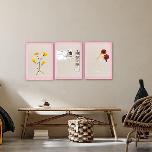 Linen Bulletin Board,10.2"x14.2" Pink Wood Frame Bulletin Boards,Beige Linen,Small Pin Board for Home Kitchen Office Decorative(PK-2636) thumbnail 6