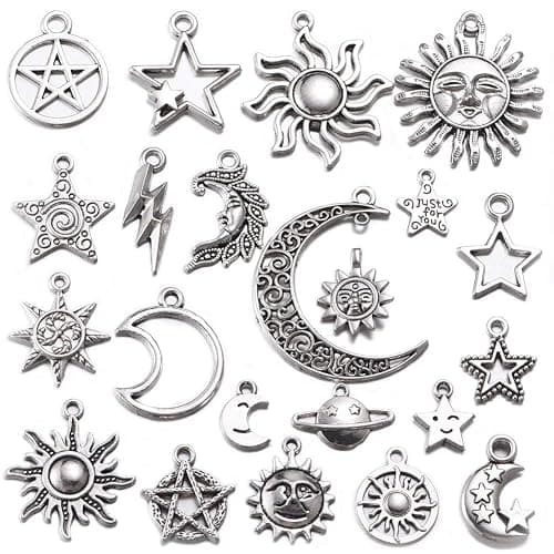Weyuley 100g Mixed Antique Silver Sun Star Moon Charms Pendants DIY Bracelets Necklace Jewelry Making Craft Wholesale (A469) - Image 1