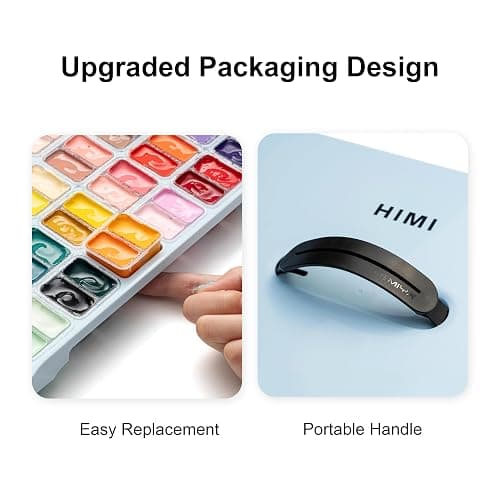 HIMI Twin Cup Jelly Gouache Paint Set, 112 Colors 12g, Jelly Cup Design, Gouache Paint Non Toxic for Canvas and Paper, Art Supplies for Professionals and Beginner (Ice Blue) thumbnail 4