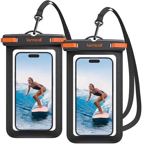 Lamicall Waterproof Phone Pouch Case - 2 Pack IPX8 Water Proof [Easy Lock & Heavy Duty] Cell Phone Dry Bag for iPhone 12 13 14 15 16 Pro Max, Samsung Galaxy S24 Ultra S23 Ultra, All 4-7" Cellphones - Image 1