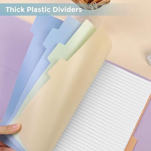SKYDUE Durable Plastic 8-Tab Dividers, Big Tab Dividers for 3 Ring Binder, Write & Erase 3 Ring Binder Dividers with Tabs, with Sticker Labels, 1 Set, Pastel Color thumbnail 7