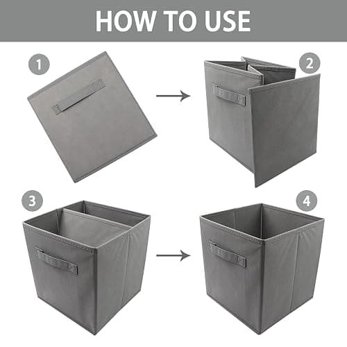 EBIGIC storage bins collapsible storage bins,cube storage organizer (Pack of 6) 9 * 7.5 * 7.5inch,For home and office Collapsible Closet Shelf Organizers, Drawer Organizers (Grey) - 9”x 7.5”x 7.5” - Grey 6Pack thumbnail 5