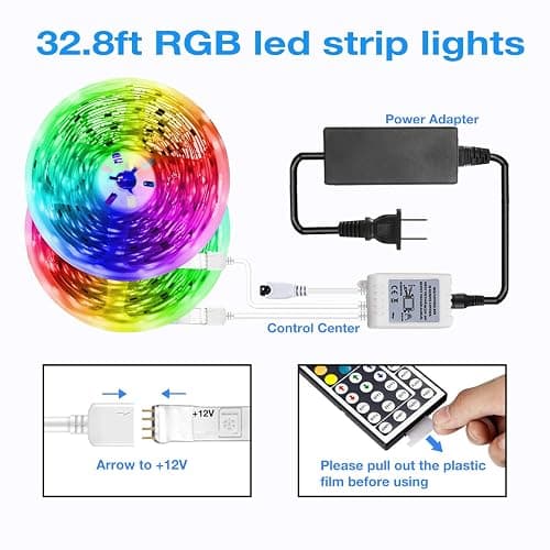 DAYBETTER Led Strip Lights 32.8ft Kit with Remote and Power Supply Color Changing - 32.8ft thumbnail 3