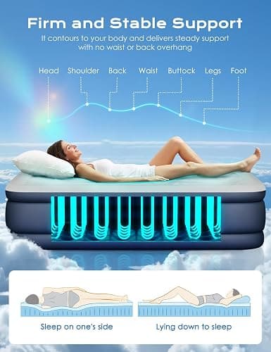 Twin Air Mattress with Built in Pump Raised, 18'' High Inflatable Mattress Electric Blow Up Mattress Fast Blow Up Bed Tall Comfortable Airbed for Camping, Home Guests, Travel w/ Storage Bag 550Lbs Max thumbnail 2