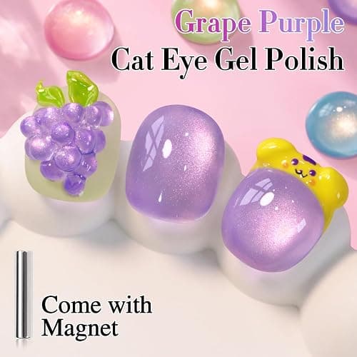 Double Rhythm 0.5 OZ Cat Eye Gel Polish with Magnet 15ML Holographic Glitter Shimmer Translucent Jelly Color Magnetic Nail Polish Salon DIY at Home (Lavender-MC1210) thumbnail 2