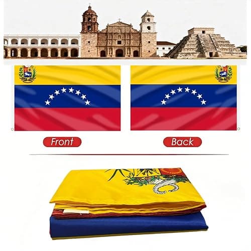AhfuLife Venezuela Flag 3x5 Ft, 8 Star Large Venezuelan Flags for Outside - Double Side with Brass Eyelets for Olympic Party Decorations Bar Garden Street Decoration Indoor Outdoor thumbnail 7