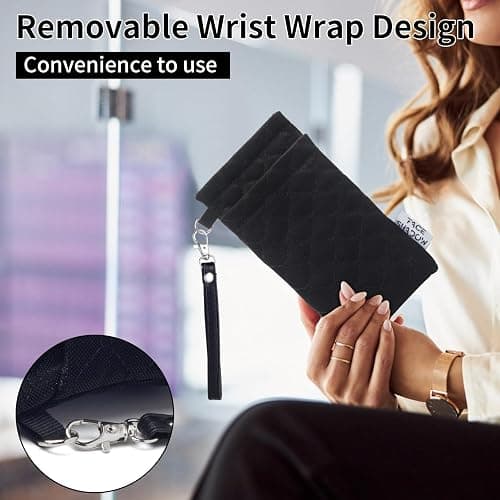 Face Shadow Double Glasses Case Soft Eyeglass Casle For Women Men Squeeze Top Sunglasses Case With Cleaning Cloth thumbnail 7