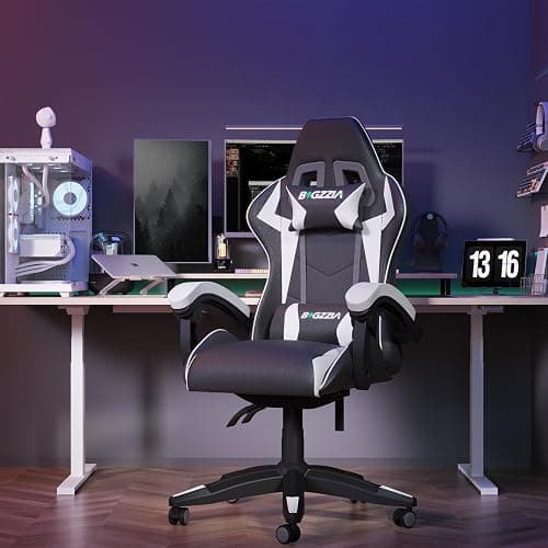 Racingreat Ergonomic Gaming Chair with Adjustable Height, Reclining Feature, Headrest, and Lumbar Support for Adults (Basics, White) thumbnail 2