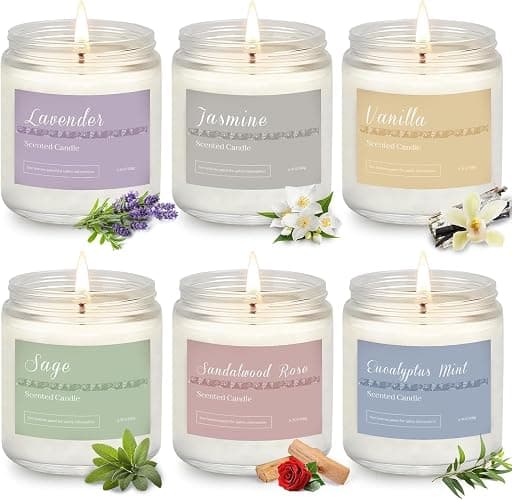 6 Pack Candles for Home Scented Aromatherapy Candles Gifts Set for Women, Lavender Candle, 37.8 oz 300 Hour Long Lasting Candles, Stocking Stuffers, Birthday, Valentine, Christmas, Anniversary Present - Image 1