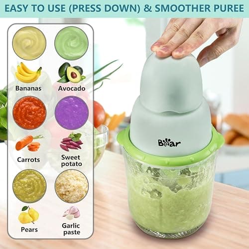 Bear Baby Food Maker, Baby Food Processor Set with Baby Food Containers, Silicone Spoons, Baby Food Puree Blender for Fruit, Vegetable, Meat, Make Fresh and Nutritious Meals for Your Little One thumbnail 4
