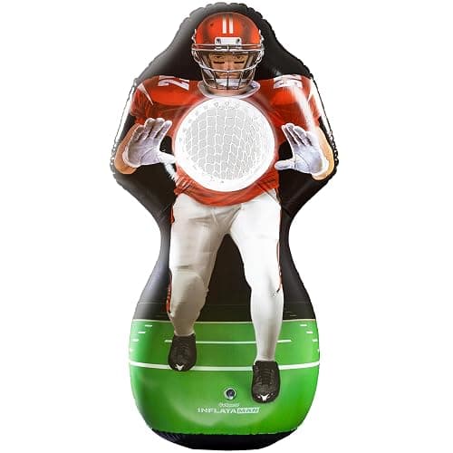 GoSports Inflataman Football Challenge - Includes 4 Rubber Footballs, Ball Pump, and Scoreboard - Inflatable Receiver Touchdown Toss Game - Image 1