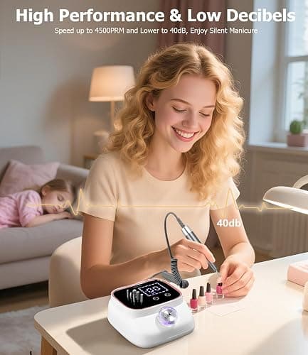 UIHOL 45,000RPM Ponceuse pour Ongles Professionnelle, Lime A Ongle Electrique, Ponceuse Ongles Set, Ensemble d’accessoires Kit avec Manucure Pédicure, pour Salon, Usage Maison, Or Rose thumbnail 2
