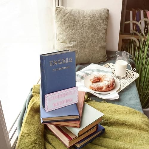 Gerrii Currently Reading Sign 3D Printed Book Display Sign to Be Read Book Decor for Readers Gift Library Home Bookshelf Decoration (Pink) thumbnail 2