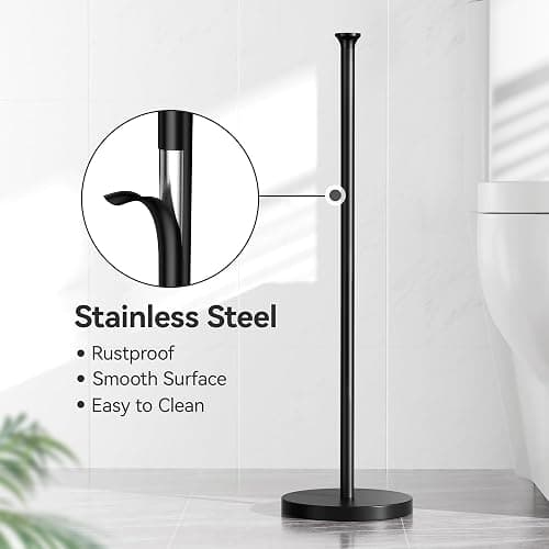 Toilet Paper Holder Stand(with Reserve Function), Free-Standing Spare Rolls Storage Holder, Stainless Steel, Modern Design thumbnail 4
