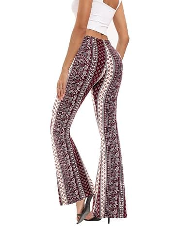 WSPLYSPJY Women's Print Stretch Bell Bottom Flare Palazzo Pants Trousers thumbnail 6