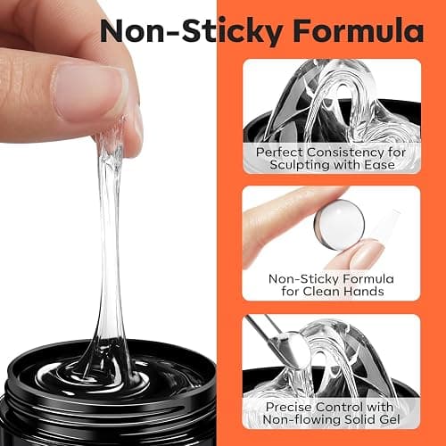 modelones 3D Gel Nail Art Kit, Non-Sticky Sculpting Gel with Chrome powder | Solid Builder Gel for Nail Art Stuff Molding & Extensions for Beginner DIY or Salon Halloween Nails Cured Needed thumbnail 6