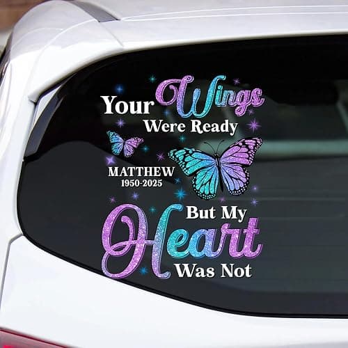 in Loving Memory Car Decal for Loss of Loved One, Custom Memorial Car Sticker Any Text, Photo Waterproof Memorial Decal for Cars, Window, Trucks Sympathy Gift for Loss of Son Mom Dad (MEMORY-10) thumbnail 6