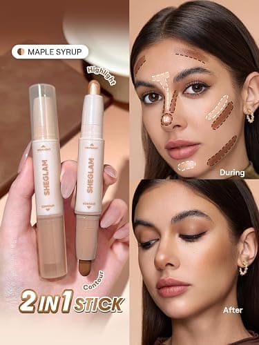 SHEGLAM 2-in-1 Contour & Highlight Stick Cream Waterproof Contour Stick-Maple Syrup thumbnail 2