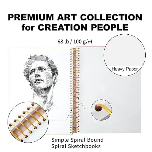 Yoment 9"x12" Hardcover Sketchbook for Drawing，120 Sheets，100GSM | Pink,Spiral Bound Sketch Pad Premium Art Sketchbook Artistic Drawing Paper Pad for Kids Adults Beginners Artists thumbnail 5